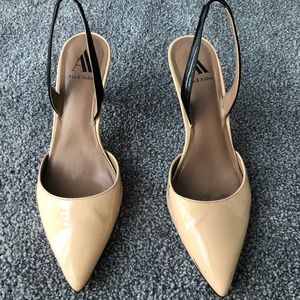 Beige Patent Leather Sling back heels